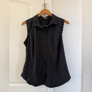 Eddie Bauer Black Sleeveless Button-Down Shirt